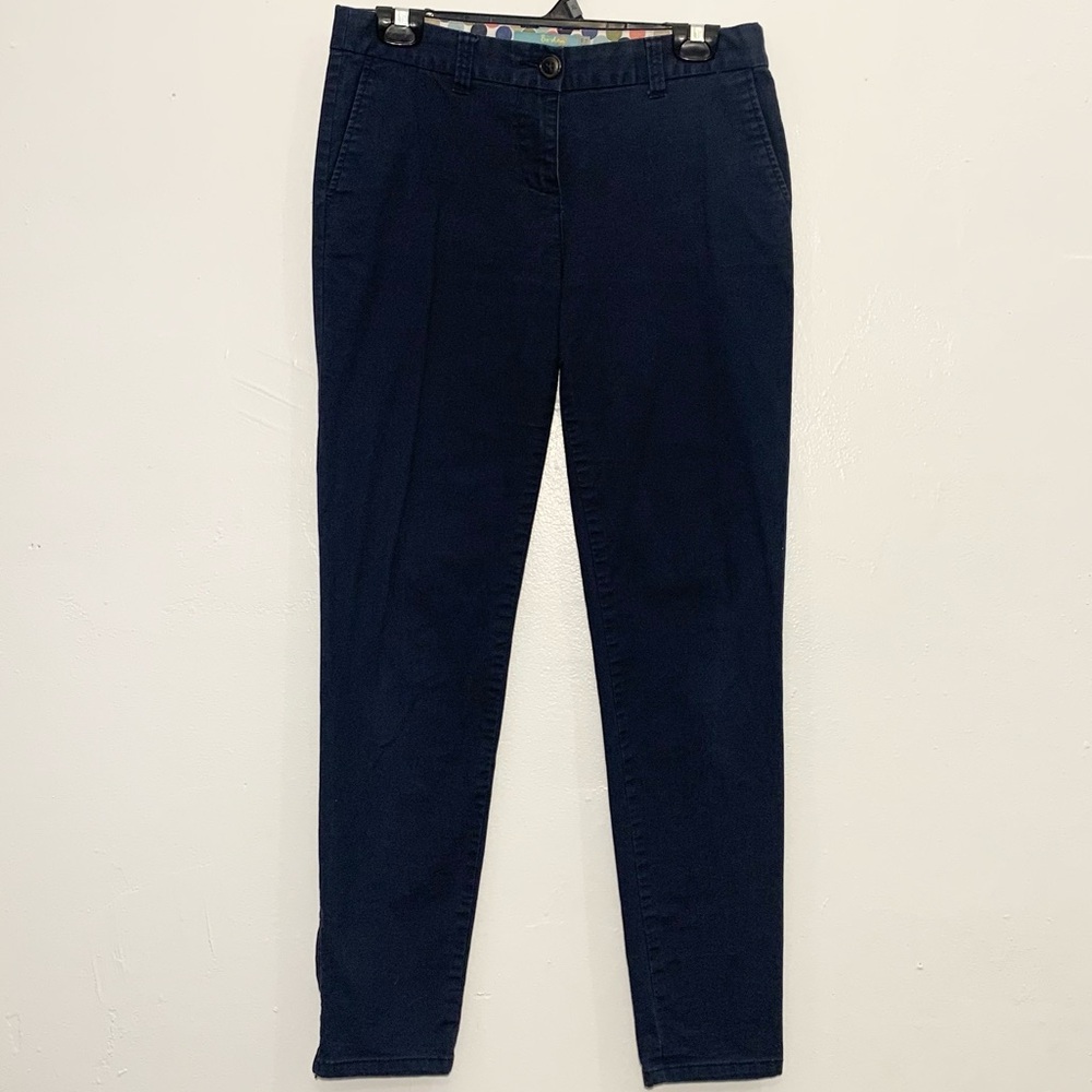 Boden navy blue tapered leg cotton trousers size 6L